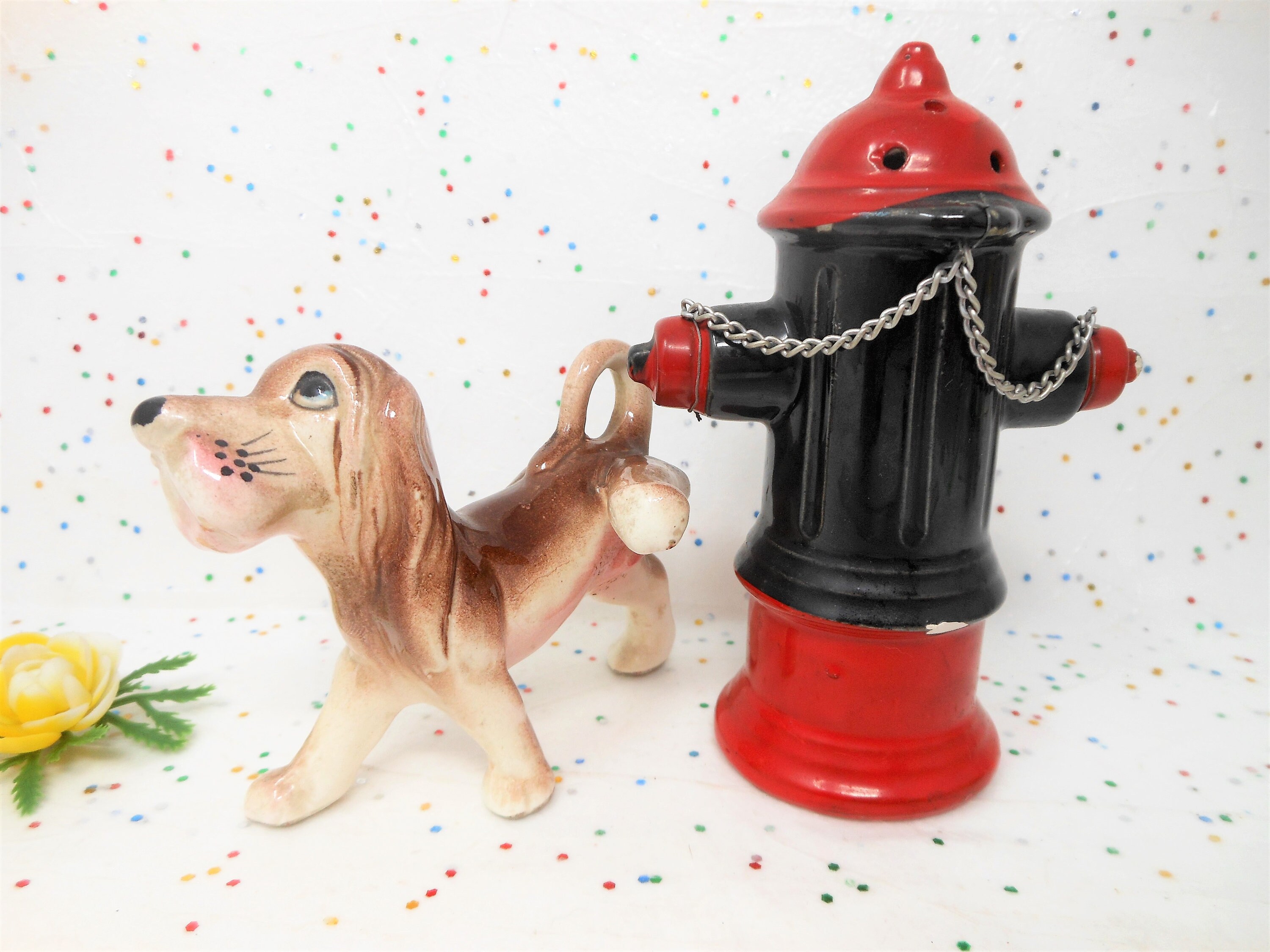 Vintage Puppy Dog Fire Hydrant Salt Pepper Shaker Set Japan Etsy