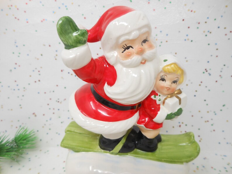 Vintage LEFTON Santa Christmas Music Box Japan Ceramic Jingle Etsy