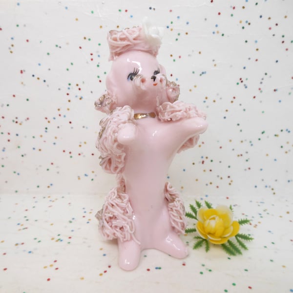 Vintage INARCO Pink Spaghetti Poodle Japan Ceramic Porcelain Dog Figural Mid Century *FLAWED As Is*, AtomicShack.com