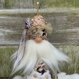 BIRTHDAY DIVA GNOME, Birthday Gift, Diva Gift, Tier Tray Decor, Hand made Gnome, Oak Gnome, Boujee
