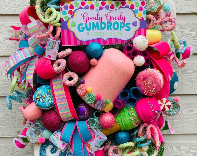 Deluxe 29 X 29 CANDYLAND Extra Large Christmas Wreath, Candyland Decor