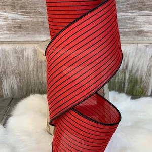 10 YRDS 4” D.STEVEN Ribbon Red Black Stripe - Etsy
