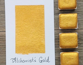 Alchemist's Gold Handmade Watercolor Fine Artist Paint - Half pan (5ml) one only