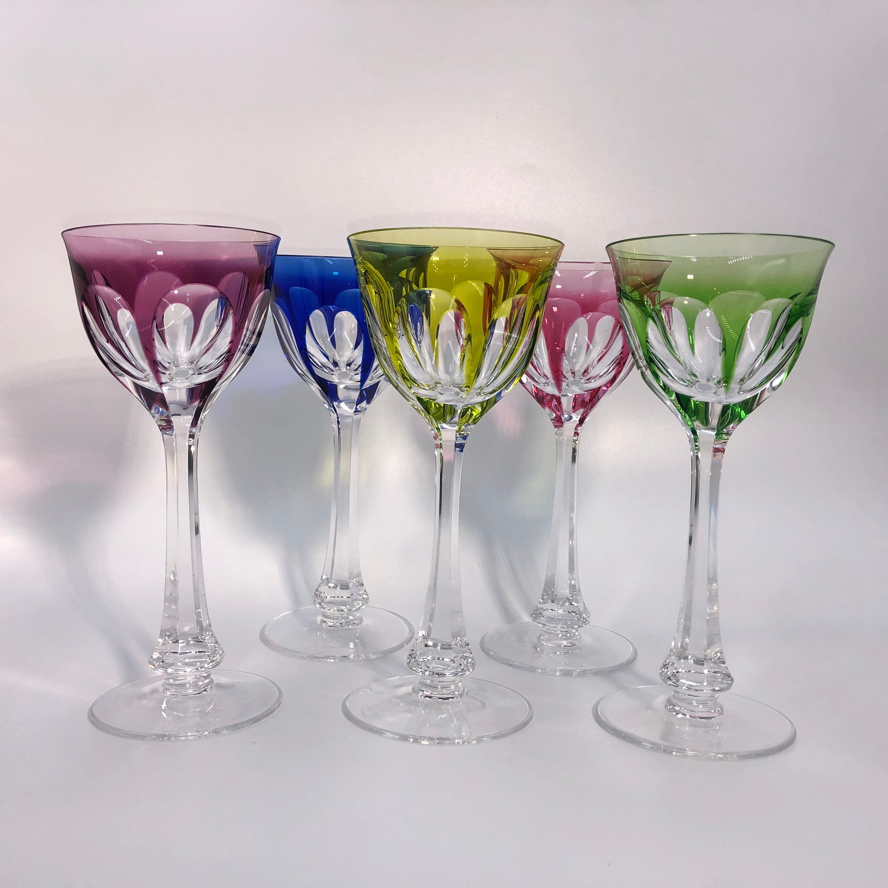 Antique French Baccarat 9232 Crystal Cut Colors Glasses Glassware Set 167  Pcs