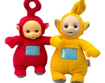 Vintage Teletubbies Lot 2 Lala Yellow 17 in & Po Red 15 in 1998 Talking Video