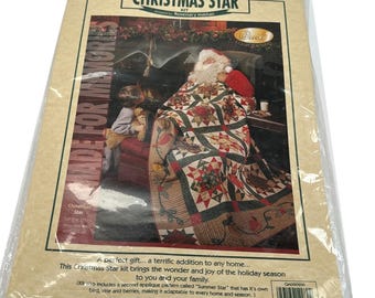 Christmas Star Quilt Sewing Kit Collectors Template Direction Vintage 1998 New