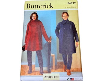 Butterick B6919 Katherine Tilton Coat Sewing Pattern Coat Size 8-16 New Uncut