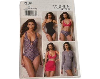 Vogue Sewing Pattern V9192 Swimsuit Bikini Cover-Up Size 14-22 New Uncut
