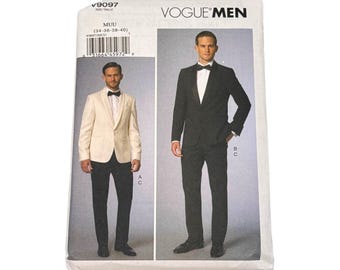 Vogue Sewing Pattern V9097 Men's Tuxedo Jacket  Pants Suit Size 34-40 Uncut