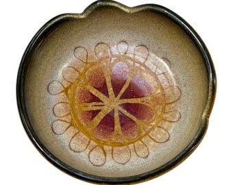 Poole Pottery Scalloped Dish Bowl Sunburst Brown 587 Dolphin MCM UK Vintage 60s
