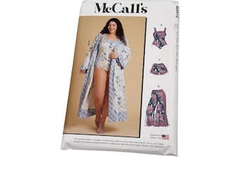 McCall's Sewing Pattern M8412 Size 30W-38W Plus Size Bodysuit Robe Shorts Pants