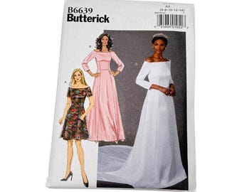 Butterick B6639 Sewing Pattern Wedding Dress Gown Bride Size 6-14 New Uncut