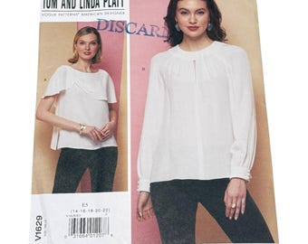 Vogue Pattern V1629 Misses Top Size 14-22 Tom Linda Platt New Uncut