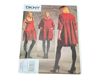 Vogue Pattern V1074 DKNY Designer Coat Dress Size 6 8 10 12 Sewing Uncut