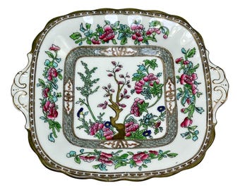 Coalport Indian Tree Square Platter w Handles 10.5 in x 9.5 in UK England