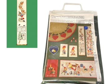 Vintage Eva Rosenstand Christmas Bell Pull Reindeer Cross Stitch Kit 1980 Unused
