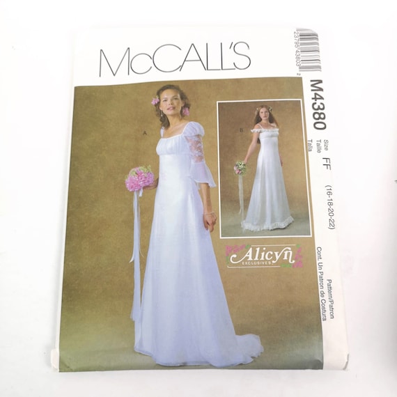 McCalls Wedding Empire Waist Dress Alicyn Pattern M4380 Sz 16 18 20 22 Uncut McCalls Wedding Empire Waist Dress Alicyn Pattern M4380 Sz 16 18 20 22 Uncut