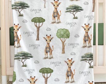 Personalized Baby Name Blanket, Giraffe Nursery Decor, Personalized Newborn Gift.