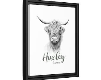 Framed Personalized Highland Cow Nursery Pictures, Custom Kids Decor, Wall Art, Baby Shower Gift