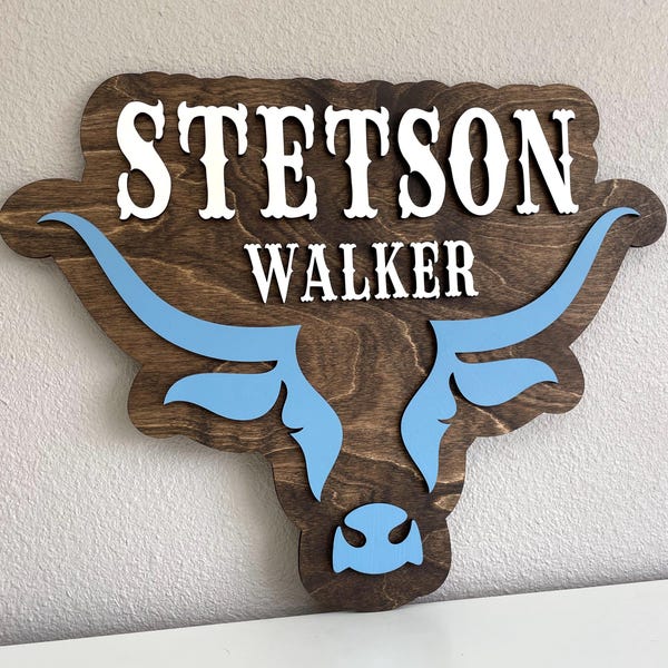 Personalized Wooden Highland Cow Name Sign, Custom Nursery Decor, Baby Name Gift