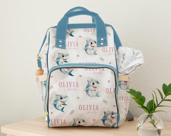 Personalized Diaper Bag, Custom Baby Gift, Ocean Sea Life Baby Shower, Newborn Baby Girl