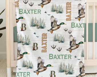 Personalized Mallard Duck Baby Boy Blanket, Custom Blankets, Wildlife Nursery Decor