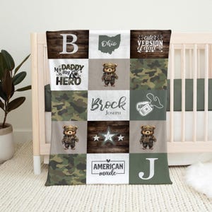 Military Baby Gift, Personalized Baby Gift, Patriotic, Baby Boy Nursery, Baby Name Blanket, Military Gift, Custom Baby Gift,Baby Shower Gift