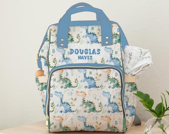 Personalized Dinosaur Diaper Bag, Baby Organizer, Newborn Gift, Baby Boy Backpack
