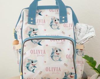 Personalized Diaper Bag, Custom Baby Gift, Ocean Sea Life Baby Shower, Newborn Girl