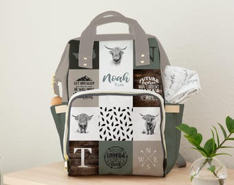 Personalized Backpack Diaper Bag, Newborn Gift, Custom Baby Gift, Boho Nursery