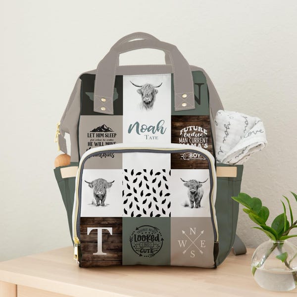 Personalized Backpack Diaper Bag, Newborn Gift, Custom Baby Gift, Boho Nursery