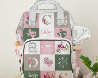 Personalized Floral Diaper Bag Backpack, New Mom Gift, Baby Accessories.