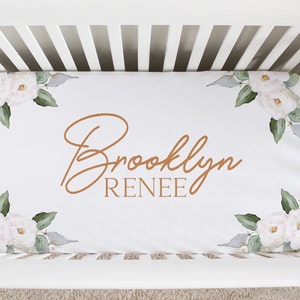 Personalized Baby Crib Sheets, Highland Cow Nursery, Nursery Bedding, Baby Bedding, Fitted Crib Sheet, Boho Bedding Set, Boho Floral Baby.