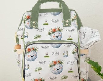 Future Golfer, Golf Baby Gift, Personalized Backpack Diaper Bag, Custom Newborn Bag,