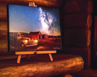 Lighted Canvas Print: Old Truck & Milky Way - Bodie CA Photography