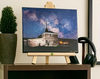 Lighted Schoolhouse Canvas Print: Bodie CA Photography with Easel