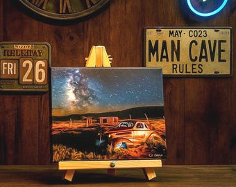 Lighted 57 Chevy Canvas Print: Bodie CA Photography with Easel