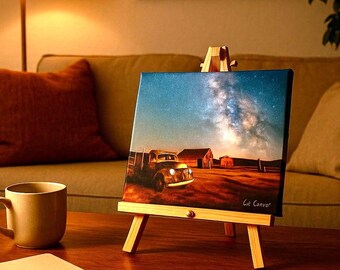 Lighted Canvas Print: Old Truck & Milky Way - Bodie CA Photography