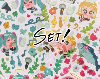 VOCAL | STICKER SET Deco Style Sticker Sheet (Miku, Rin and Len, Luka, VFlower Inspired) Updated Ver