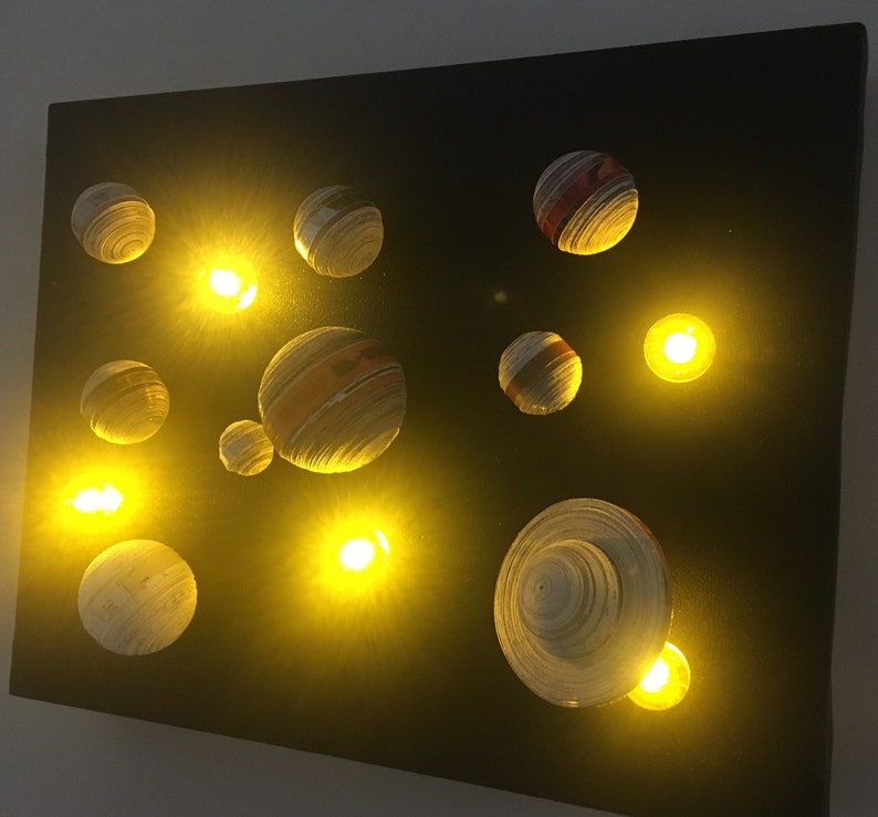 Illuminated Solar System Recycled Art Quilling Wall Art 183 Mm Recycled Magazines Paper Strips