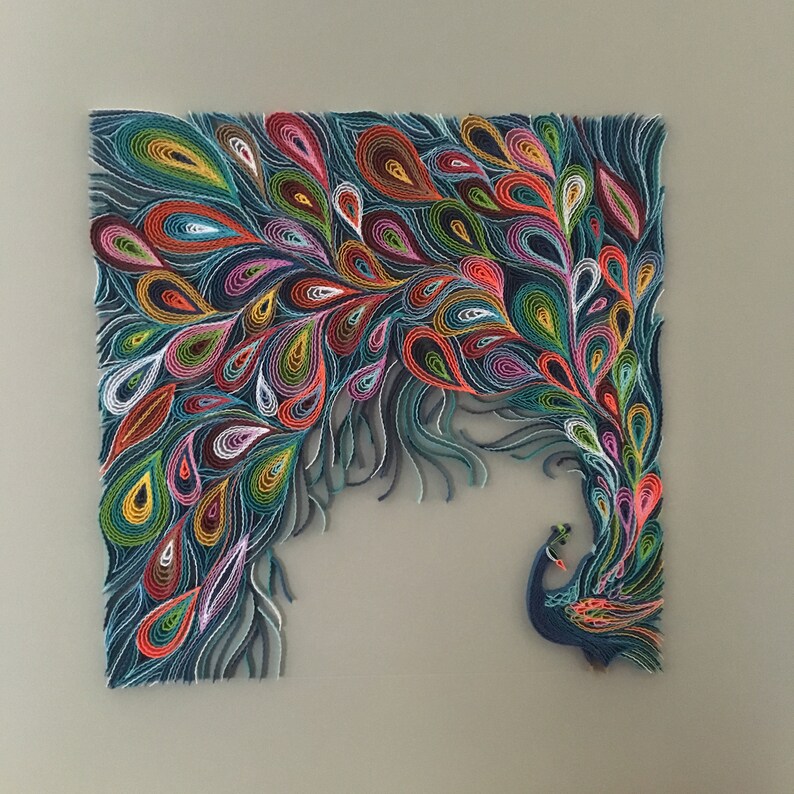 Quilled Abstract Peacock Quilling Wall Art the Art of Etsy