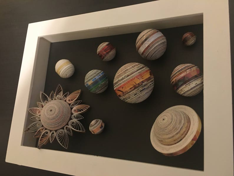 3d Recycled Solar System Quilling Wall Art 18 3mm Recycled Magazines Paper Strips