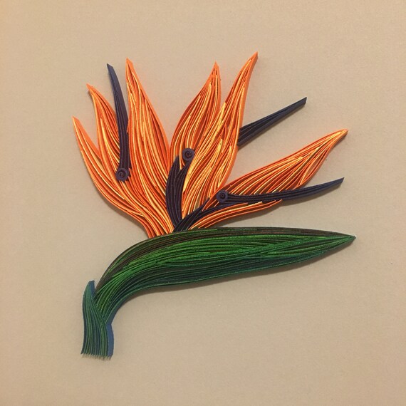 Fleur Oiseau Du Paradis Quilling Wall Art Lart De La Peinture Avec Des Bandes De Papier 18 Po 3 Mm