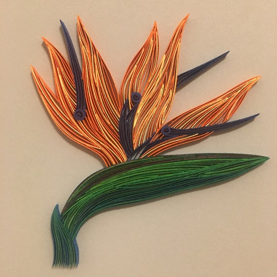 Fleur Oiseau Du Paradis Quilling Wall Art Lart De La Peinture Avec Des Bandes De Papier 18 Po 3 Mm