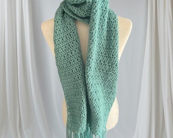 Handmade Crochet Scarf, Chunky Knit Acrylic, Winter Accessory