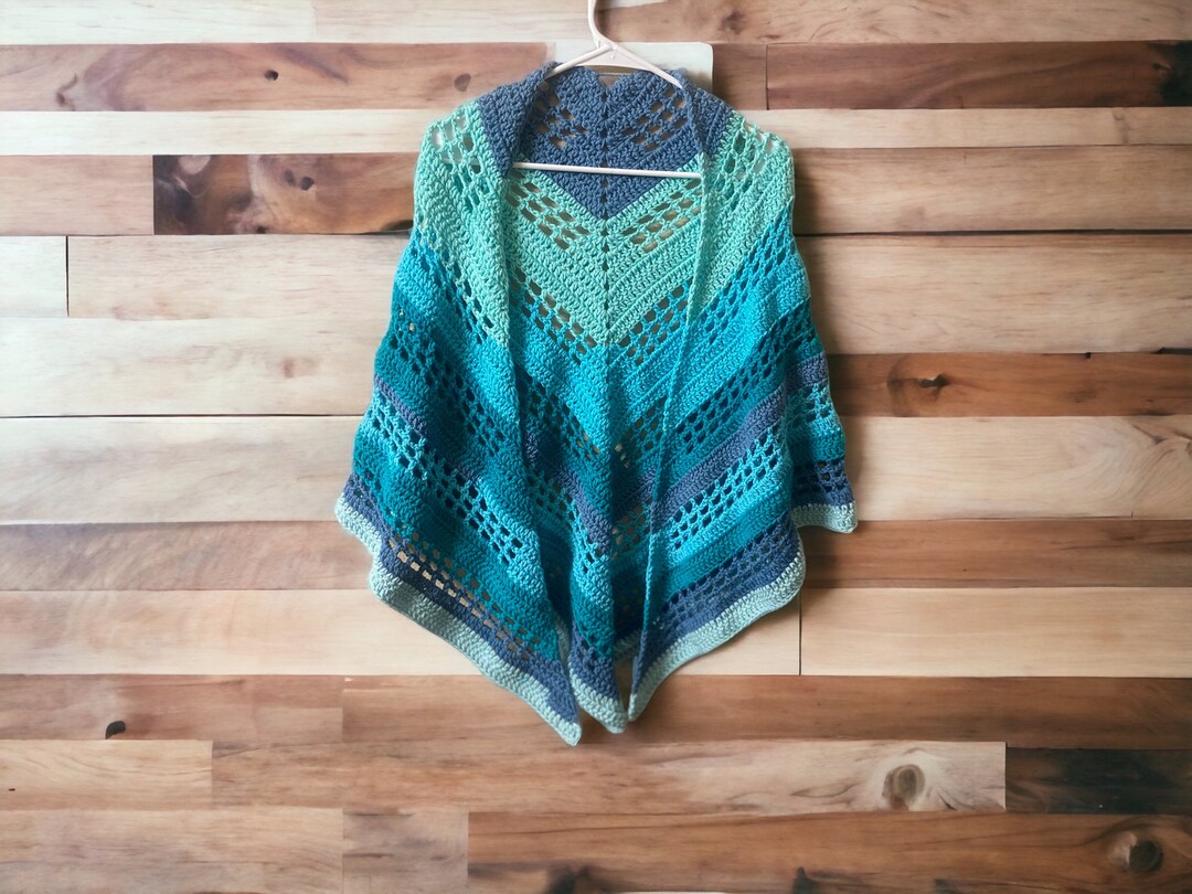 Crochet Triangle Shawl, Crochet Ruana Shawl, Crochet Scarf, Handmade ...