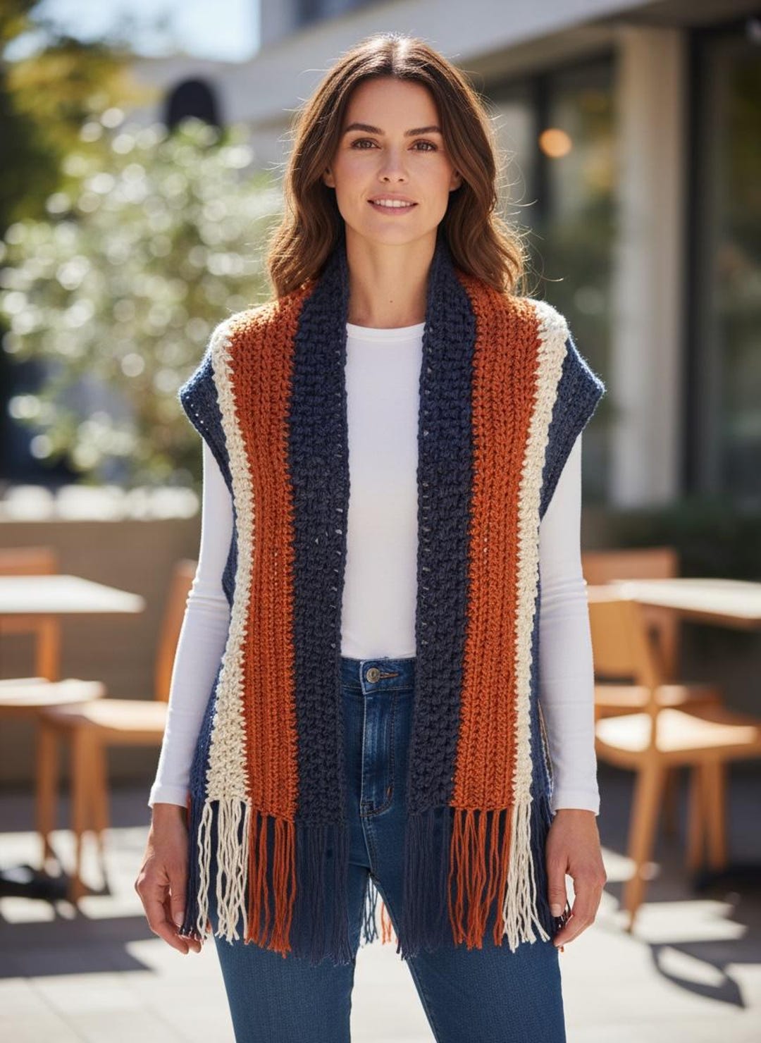 Handmade Chunky Crochet Scarf Shawl, Boho Winter Wrap - Etsy