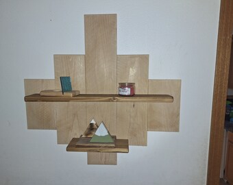 cedar and oak wall shelf, floating shelf, shelves, wall shelf decor, display shelf,