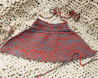 Teal and Coral Halter Bikini Top