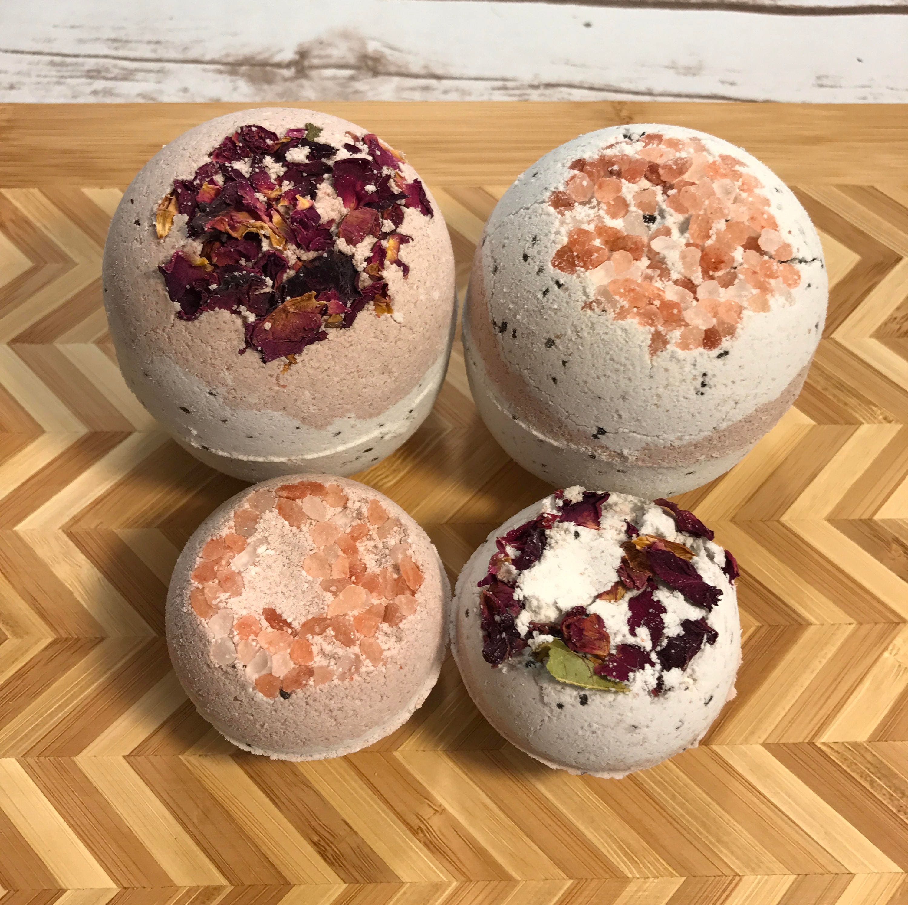 Pink Salt and Clay Bath Bombs Pack of 4 Bath Bombs Natural